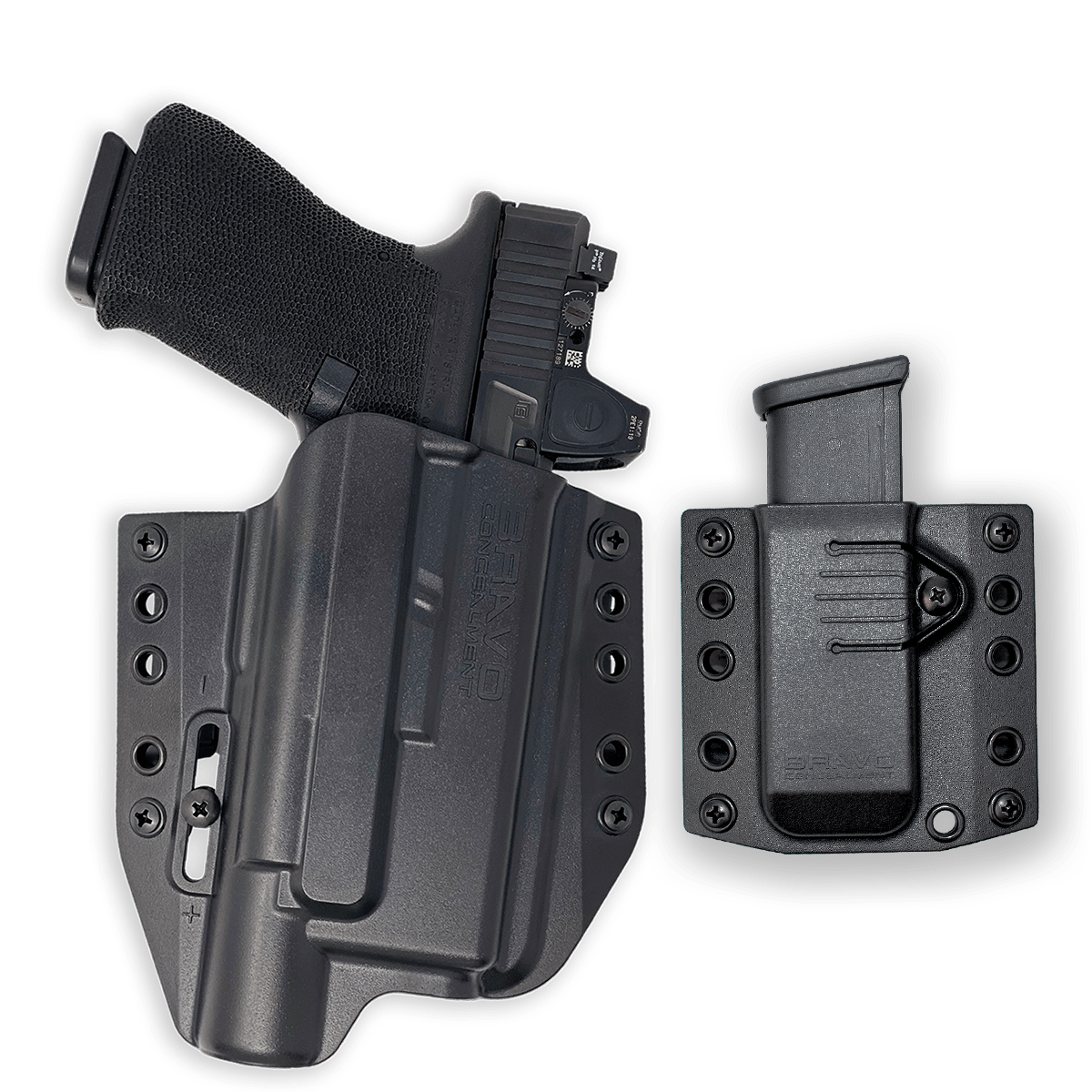 個人装備 Bravo Concealment OWB GLOCK w/ X300 Glock 17 Surefire X300 Ultra | OWB Gun Holster - BCA Combo