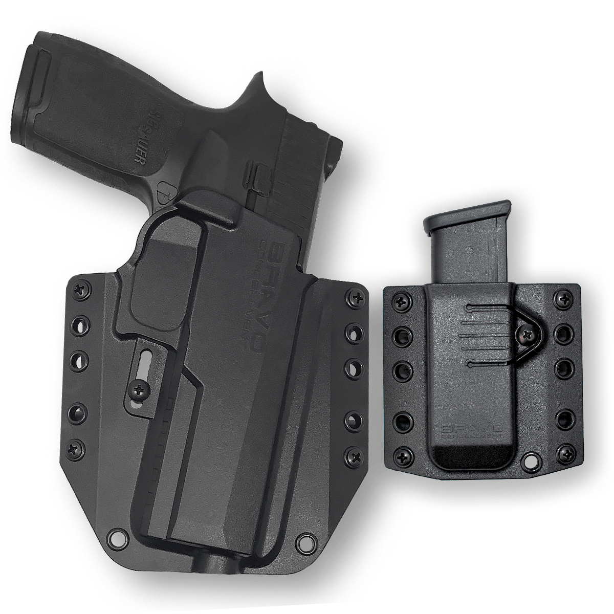 個人装備 Bravo Concealment OWB P320 Sig P320 Fullsize 9mm Gun Holster Combo | OWB Concealed